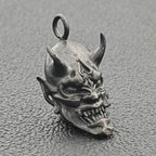 Oni Mask Brass Pendant – Handcrafted Japanese Demon Keychain Charm