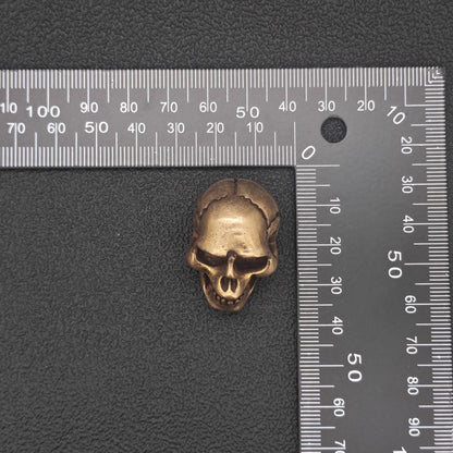 Brass Skull Figurine — Miniature Gothic Sculpture for Desk and Shelf Decor