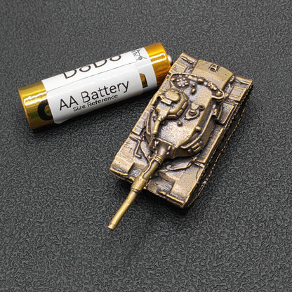 Brass Tank Figurine — Miniature Military Sculpture for Desk and Shelf Decor