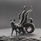 Nine-Tailed Fox Brass Figurine – Handcrafted Kitsune Mythical Collectible