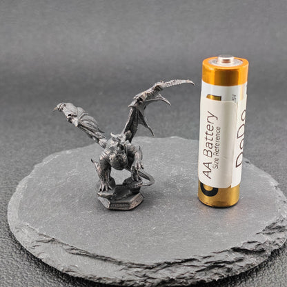 Brass Winged Dragon Figurine — Oxidised Miniature Fire Beast Sculpture for Fantasy Collectors and Desk Display
