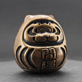 Brass Daruma Figurine – Engraved Good Fortune, Handcrafted Desk Collectible