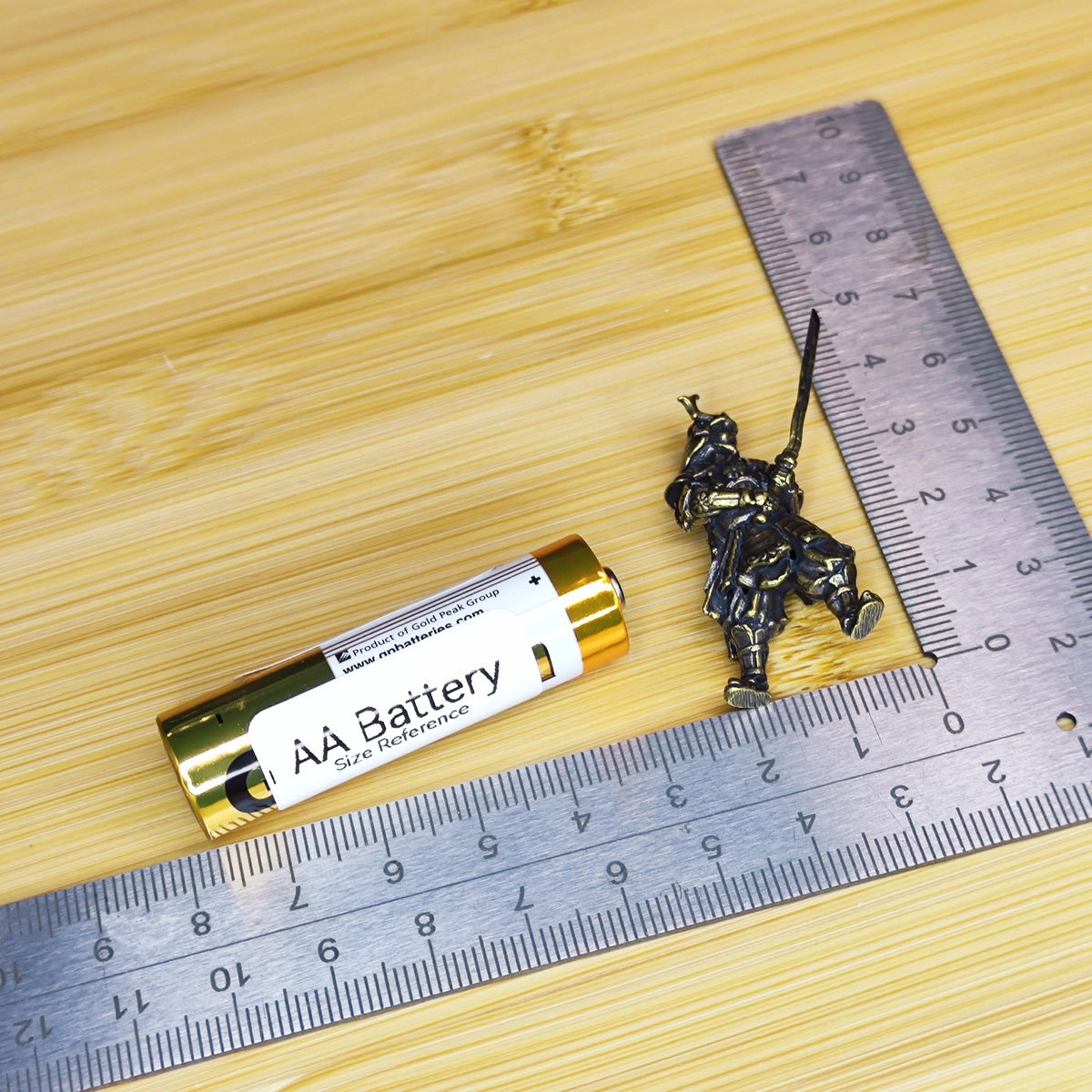 Brass Samurai Figurine — Battle-Ready Warrior Miniature for Japanese Decor, Desk Display, and Collectors