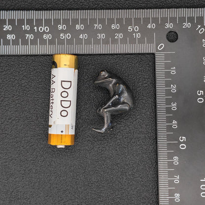 Brass Meditating Frog Figurine — Oxidised Black Mini Statue for Desk, Shelf and Zen Decor