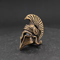 Spartan Helmet Brass Charm – Handcrafted Ancient Warrior Keychain Collectible