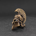 Spartan Helmet Brass Charm – Handcrafted Ancient Warrior Keychain Collectible