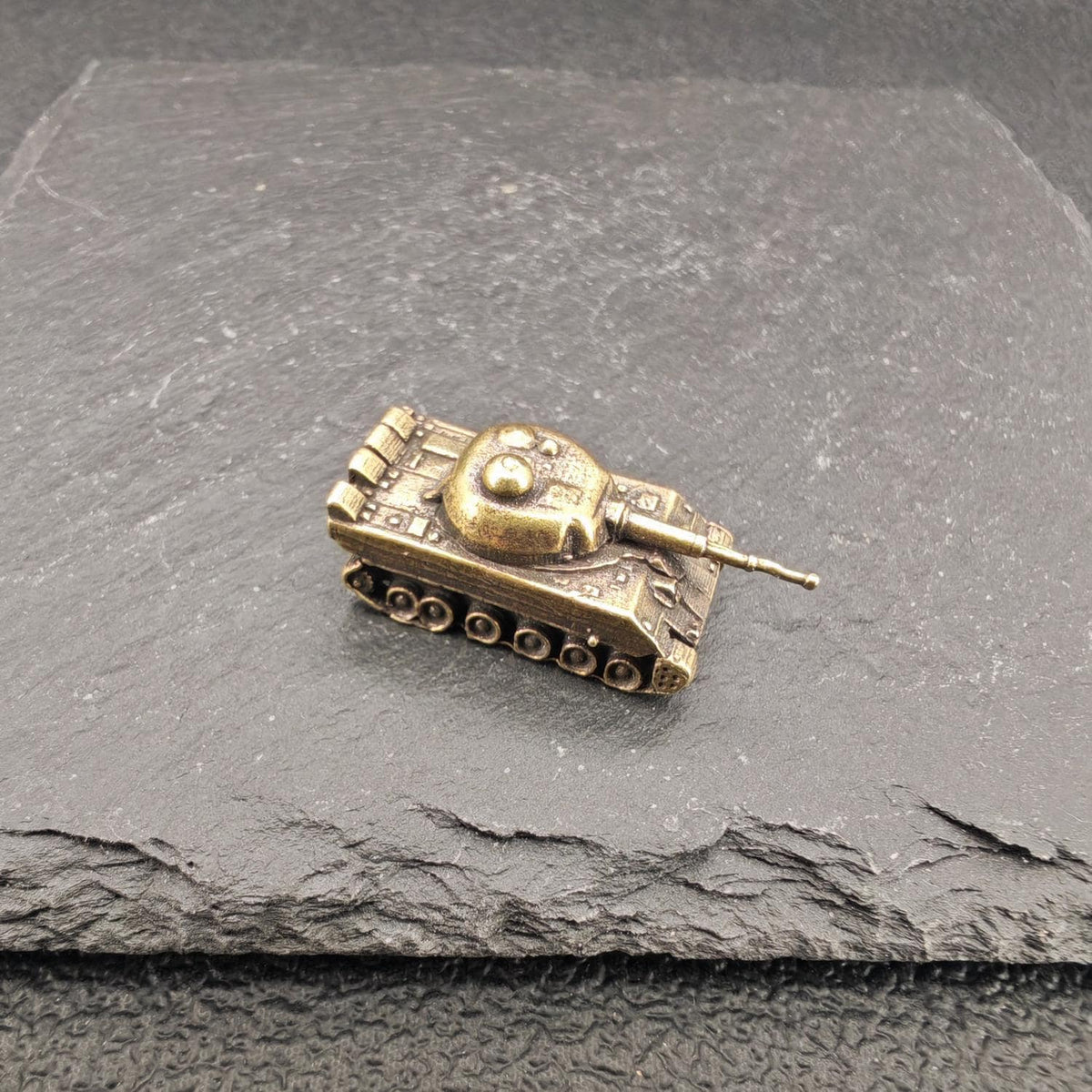Brass Tank Miniature — Oxidised Military Collectible for Desk and Diorama