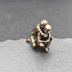 Back Hug Brass Figurine – Handcrafted Romantic Couple Miniature Sculpture