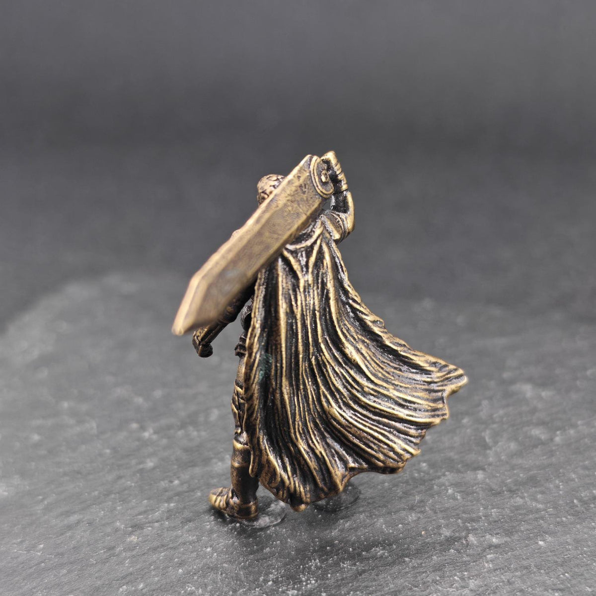 Dark Swordsman Brass Figurine – Handcast Miniature Warrior Sculpture, Dark Fantasy Collector Gift