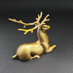 Resting Stag Brass Figurine – Handcrafted Wildlife Desk Collectible