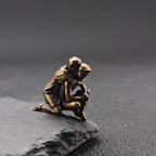 Back Hug Brass Figurine – Handcrafted Romantic Couple Miniature Sculpture
