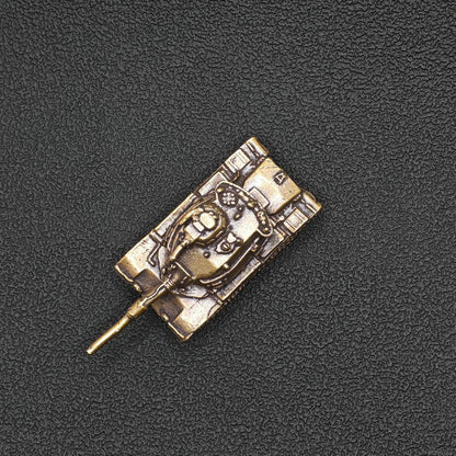 Brass Tank Figurine — Miniature Military Sculpture for Desk and Shelf Decor
