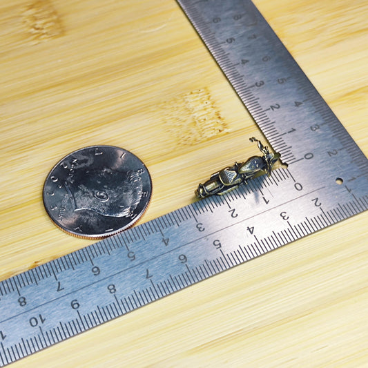Brass Miniature Motorcycle — Tiny Bike Figurine for Desk, Shelf, or Terrarium
