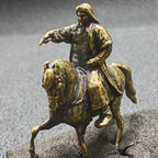 Galloping Cavalry Archer Brass Figurine – Handcrafted Nomadic Warrior Collectible
