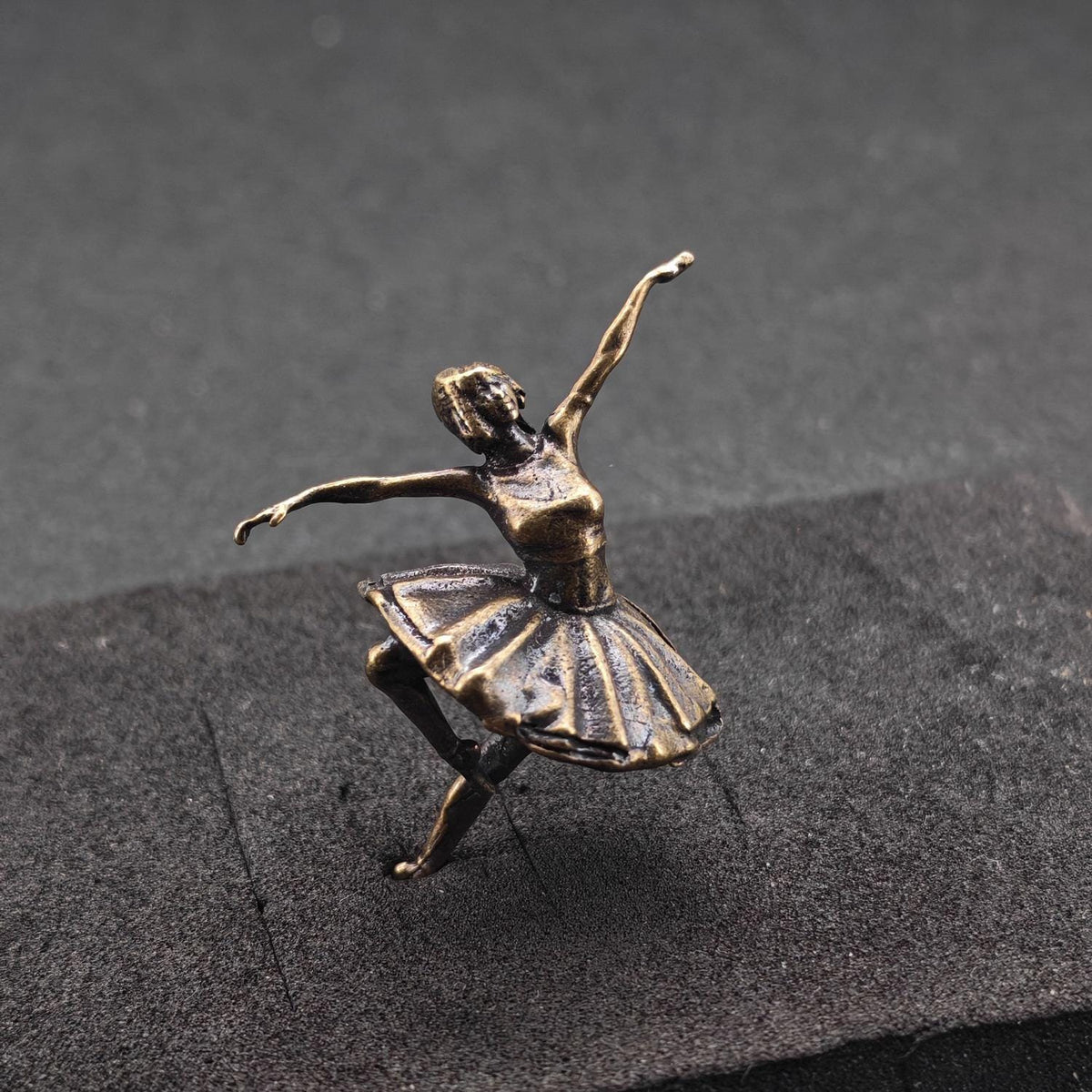 Brass Black Swan Ballerina Figurine — Miniature Lost-Wax Cast Dance Sculpture for Terrarium, Aquascape, and Collector Display
