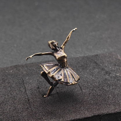 Brass Black Swan Ballerina Figurine — Miniature Lost-Wax Cast Dance Sculpture for Terrarium, Aquascape, and Collector Display