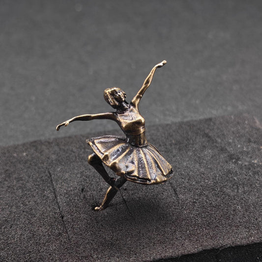 Brass Black Swan Ballerina Figurine — Miniature Lost-Wax Cast Dance Sculpture for Terrarium, Aquascape, and Collector Display