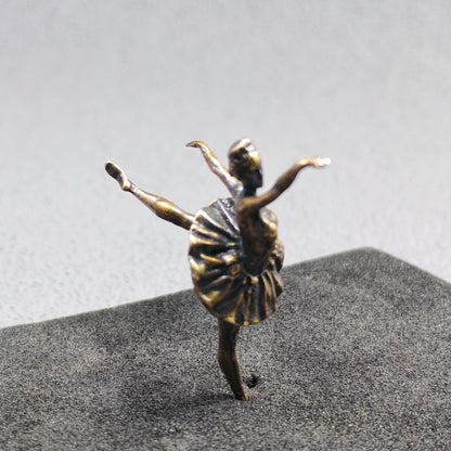 Brass Ballerina Figurine — Miniature Lost-Wax Cast Dance Sculpture for Ballet Lovers and Collectors