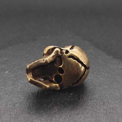 Brass Skull Figurine — Miniature Gothic Sculpture for Desk and Shelf Decor