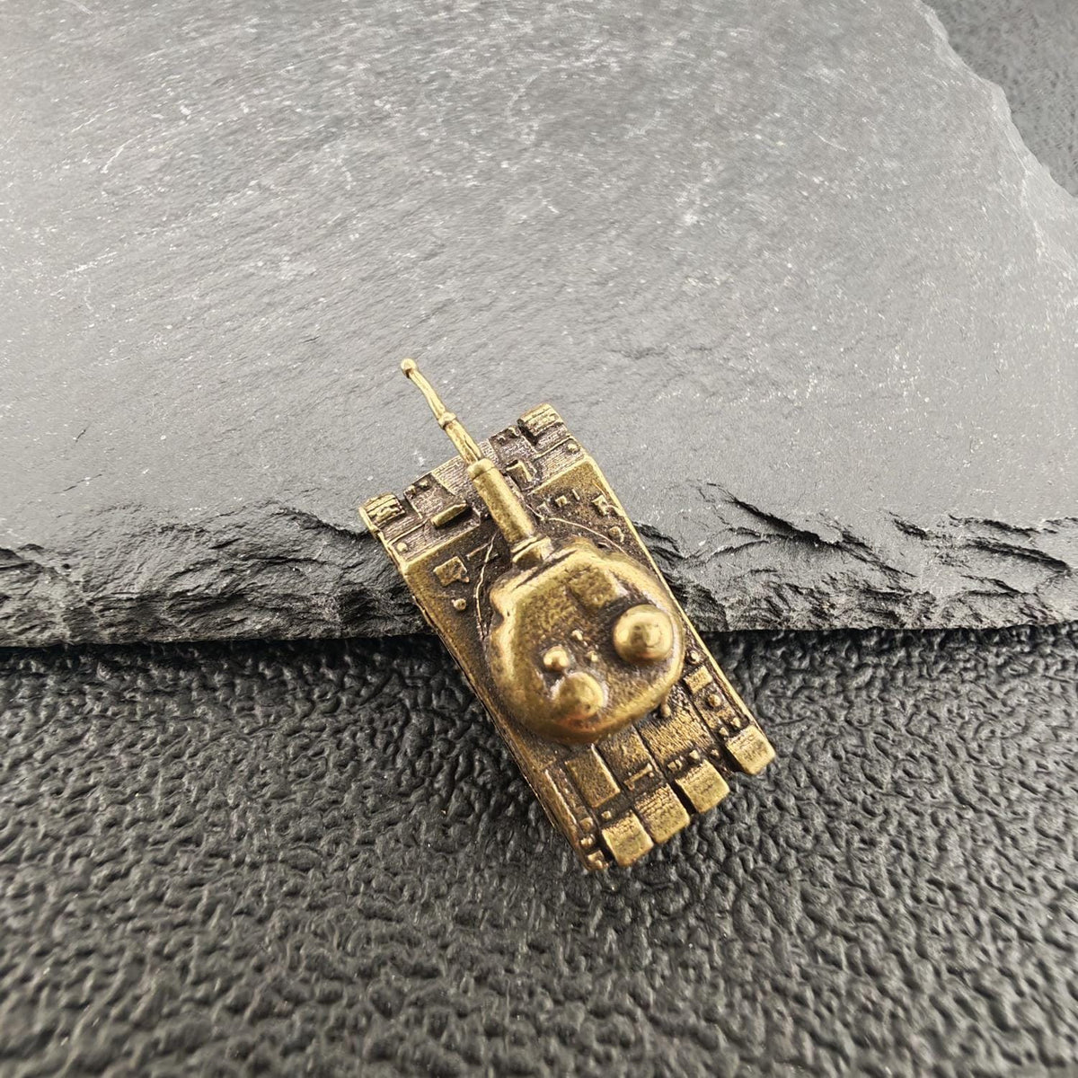 Brass Tank Miniature — Oxidised Military Collectible for Desk and Diorama