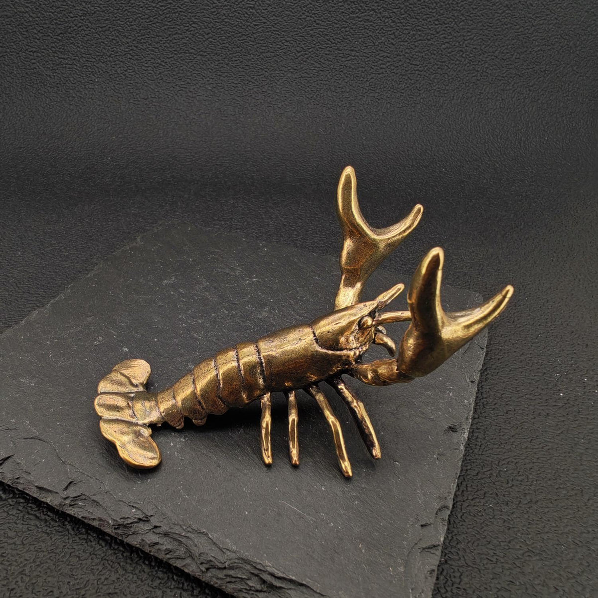 Brass Weightlifting Lobster — Pen Holder and Desk Sculpture with Character