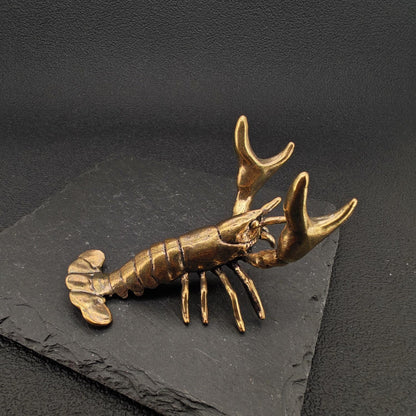 Brass Weightlifting Lobster — Pen Holder and Desk Sculpture with Character