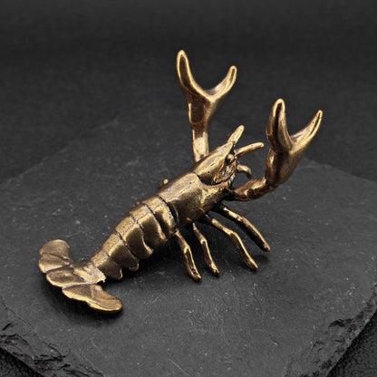 Brass Weightlifting Lobster — Pen Holder and Desk Sculpture with Character