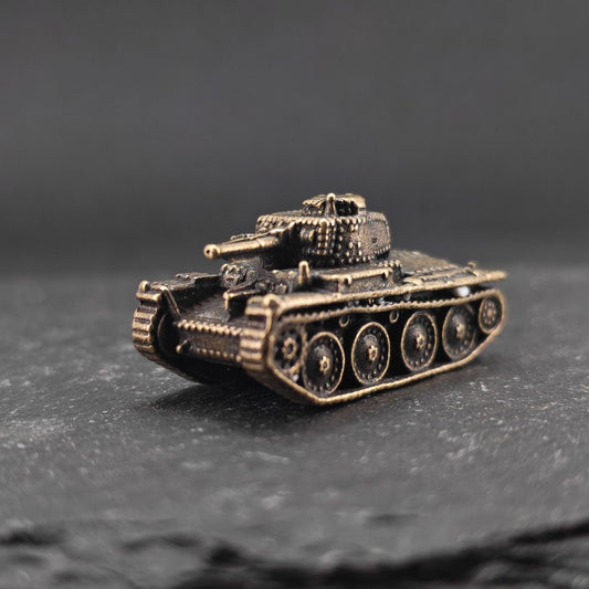 Brass Pz.38(t) Light Tank — WWII German Miniature for Diorama and Collectors