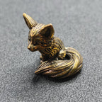 Sitting Fox Brass Figurine – Handcrafted Animal Miniature Collectible