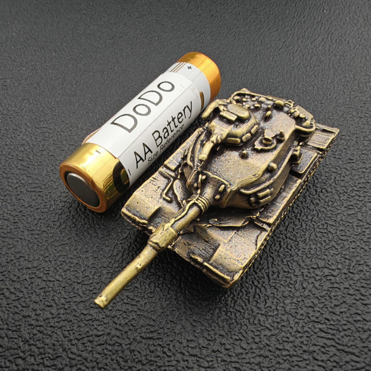 Brass Tank Figurine — Miniature Military Sculpture for Desk and Shelf Decor