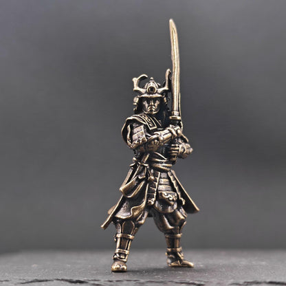 Brass Samurai Warrior Figurine – Handcrafted Desk Collectible