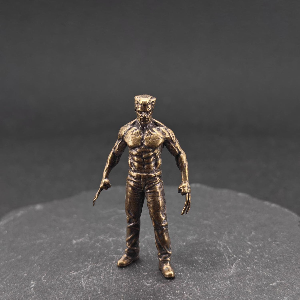 Brass Werewolf Figurine — Fierce Miniature Beast Sculpture & Horror Fantasy Desk Piece