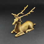 Resting Stag Brass Figurine – Handcrafted Wildlife Desk Collectible