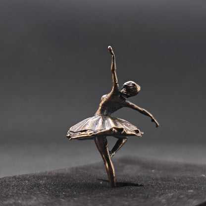 Brass Black Swan Ballerina Figurine — Miniature Lost-Wax Cast Dance Sculpture for Terrarium, Aquascape, and Collector Display