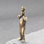 Shoulder Ride Brass Figurine – Father and Child Miniature Warmth Sculpture