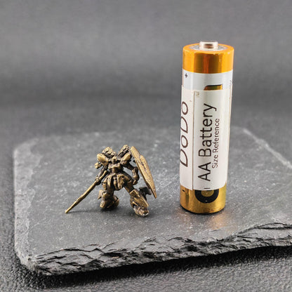 Brass Red Mobile Suit Miniature — Tiny Diorama Figure for Terrarium & Aquascape