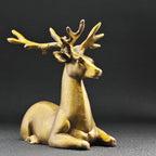 Resting Stag Brass Figurine – Handcrafted Wildlife Desk Collectible