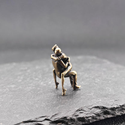 Brass Seated Couple Figurine — Intimate Miniature Collectible