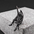 Beetle Man Brass Figurine – Antique Black Insect Hybrid Collectible Sculpture