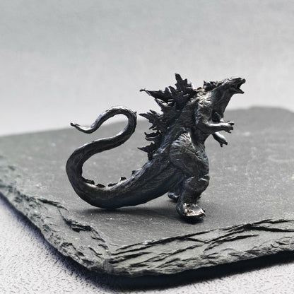 Brass Kaiju Monster Figurine — Spiked Giant Creature Desk Sculpture