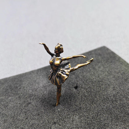 Brass Ballerina Figurine — Miniature Lost-Wax Cast Dance Sculpture for Ballet Lovers and Collectors