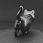 Brass Black Cat Figurine – Handcrafted Oxidised Walking Pose Collectible