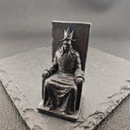 Brass Throne Figurine – Crowned Ruler, Handcrafted Dark Fantasy Collectible