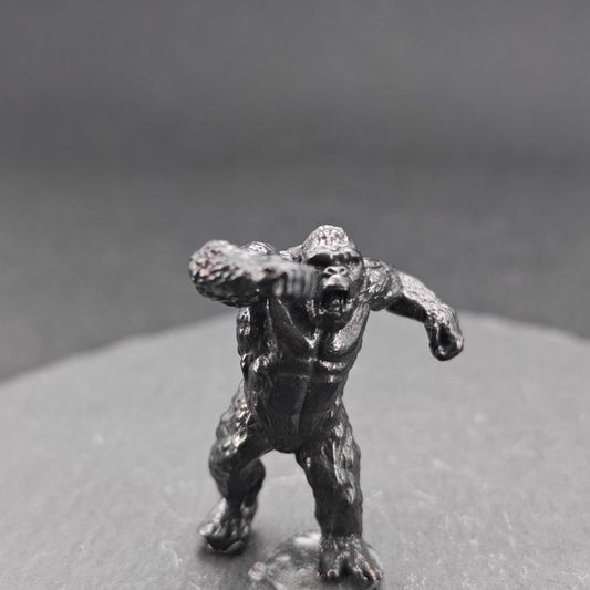 Brass Giant Gorilla Figurine — Oxidised Black Monster Desk Sculpture & Film Fan Collectible