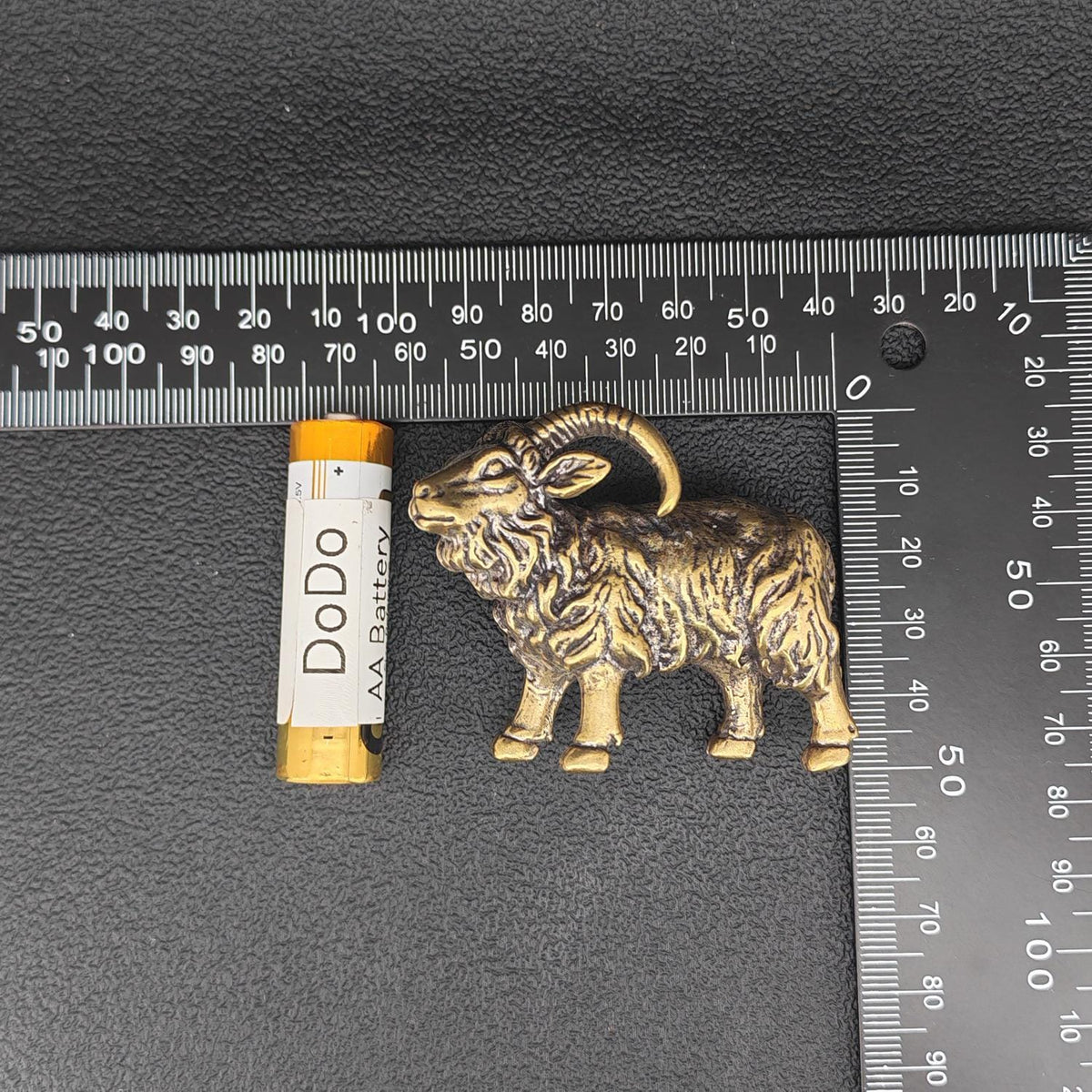 Brass Goat Figurine — Antique Zodiac Sculpture for Desk, Shelf and Tea Table