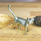 Brass Cat Figurine – Handcrafted Walking Pose Desk Collectible