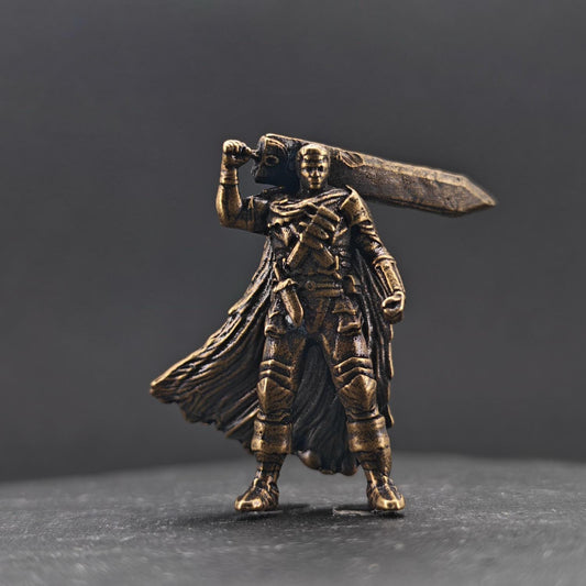 Dark Swordsman Brass Figurine – Handcast Miniature Warrior Sculpture, Dark Fantasy Collector Gift