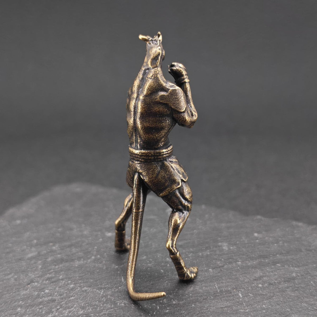 Brass Boxing Kangaroo Figurine — Fighter Stance Desk Sculpture for Combat Fans and Curious Collectors