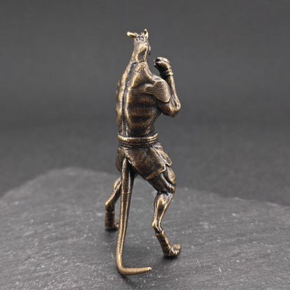 Brass Boxing Kangaroo Figurine — Fighter Stance Desk Sculpture for Combat Fans and Curious Collectors