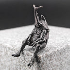 Beetle Man Brass Figurine – Antique Black Insect Hybrid Collectible Sculpture